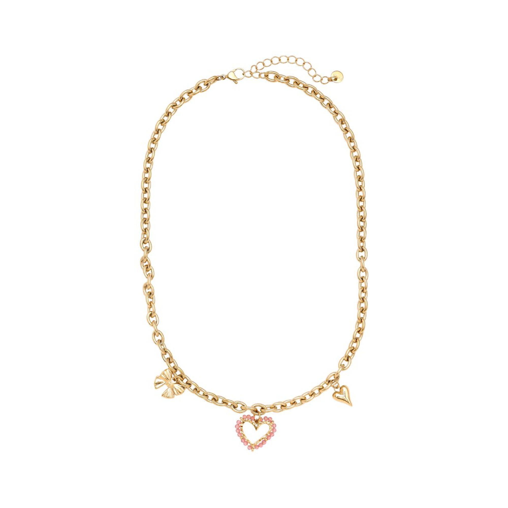 42cm Rožinės Širdelės Grandinėlė