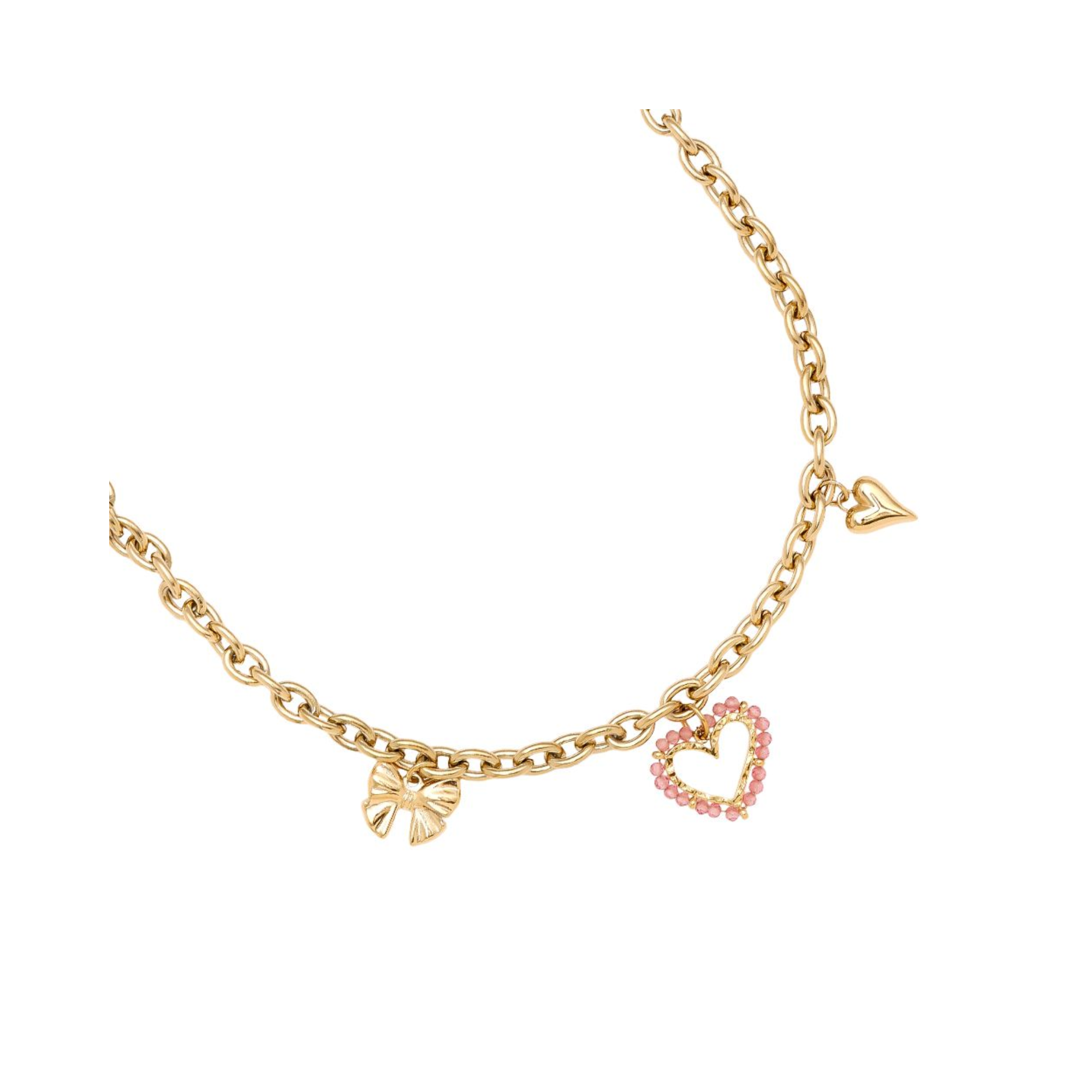 42cm Rožinės Širdelės Grandinėlė