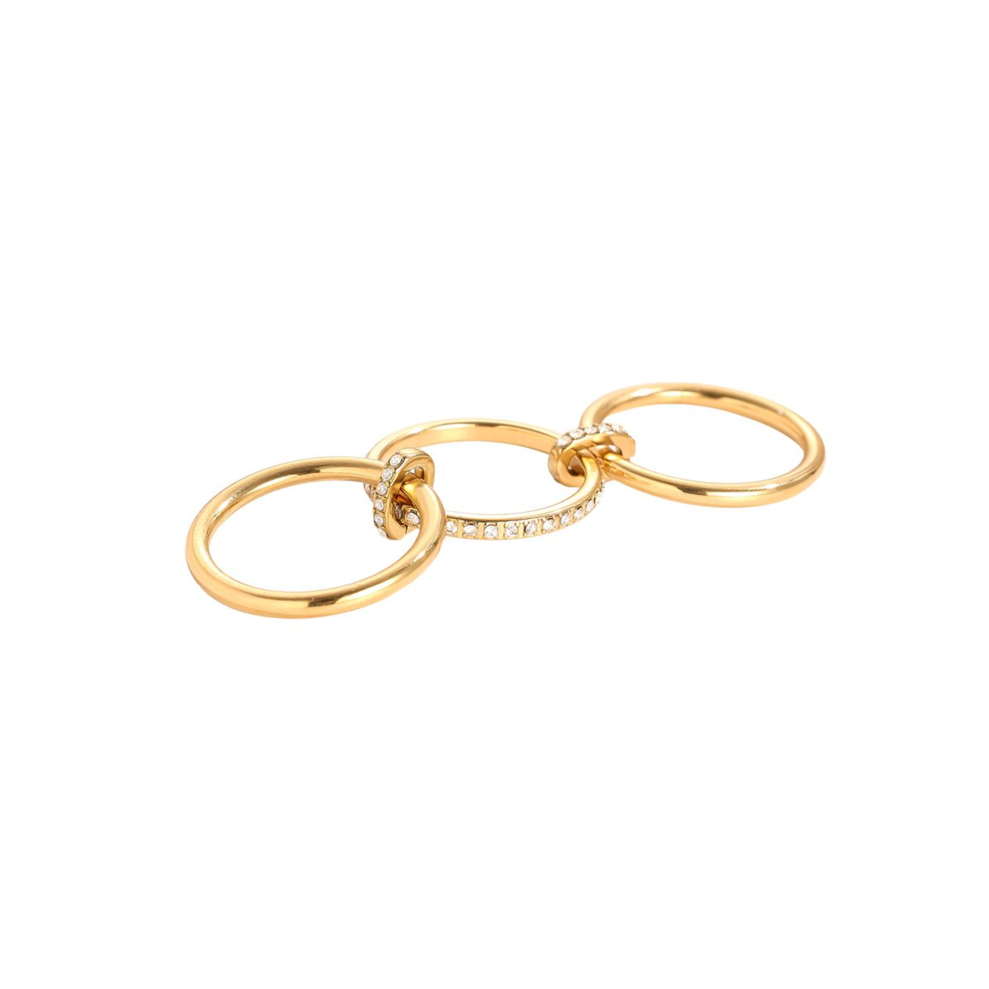 Trijų Sluoksnių Auksinis Žiedų Komplektas su Užsegimu-2