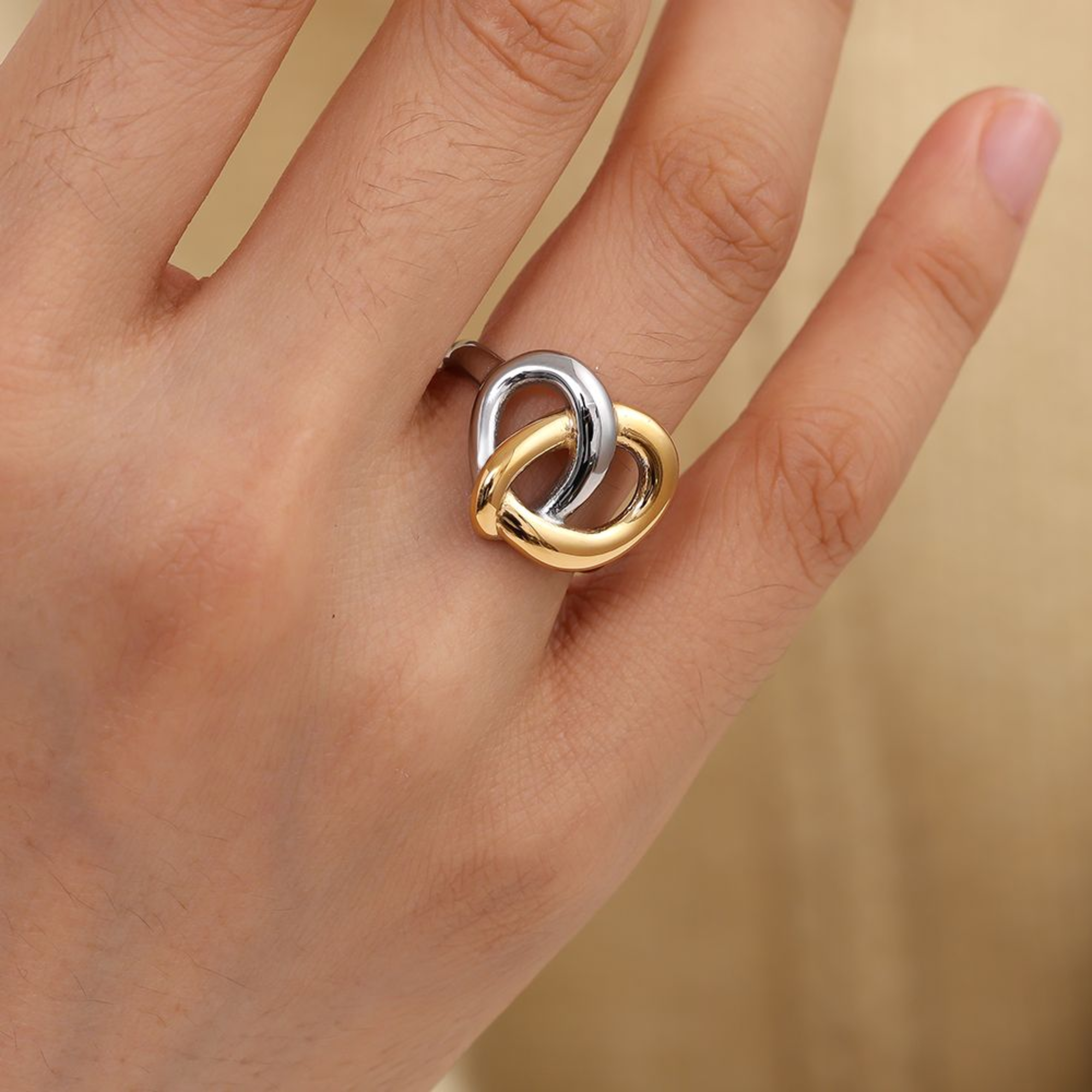 Auksinis ir Sidabrinis Žiedas su Širdele-zoom-2