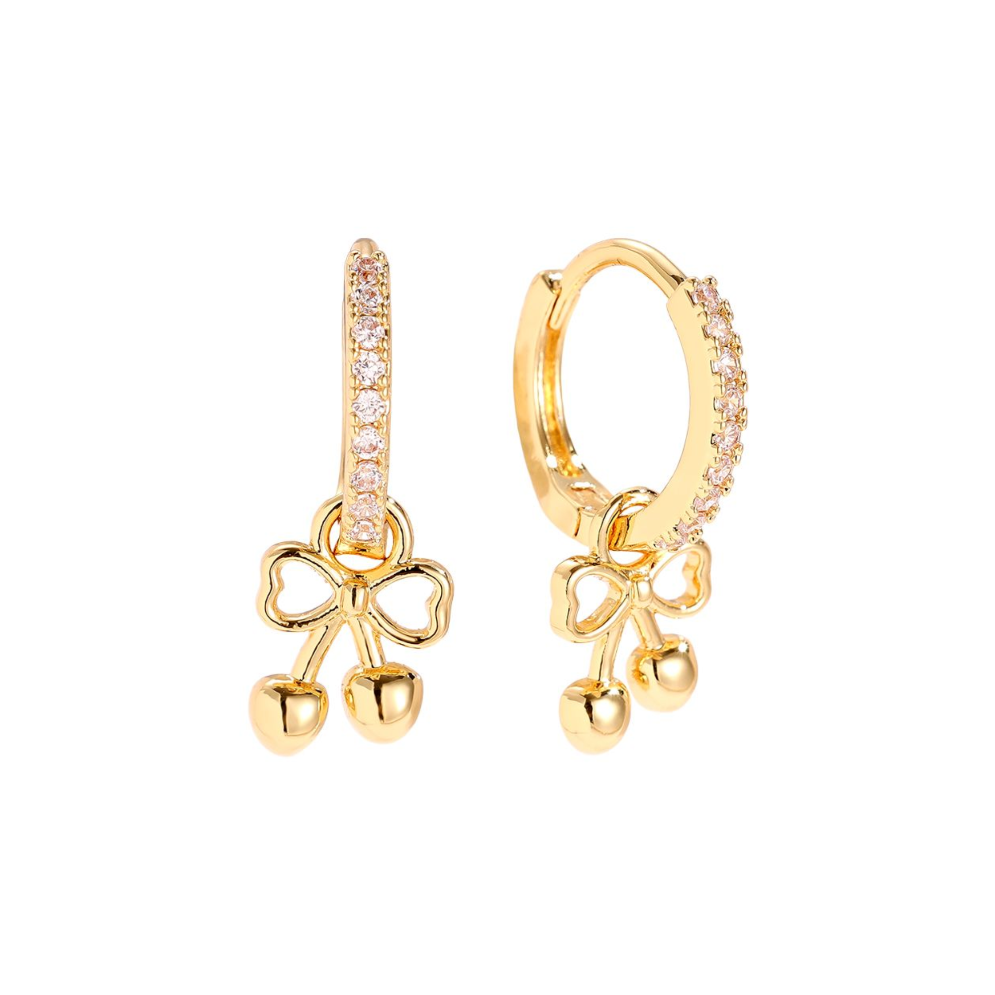 21 mm deimantinis lankelis su vyšninės spalvos auksu dengtais auskarais