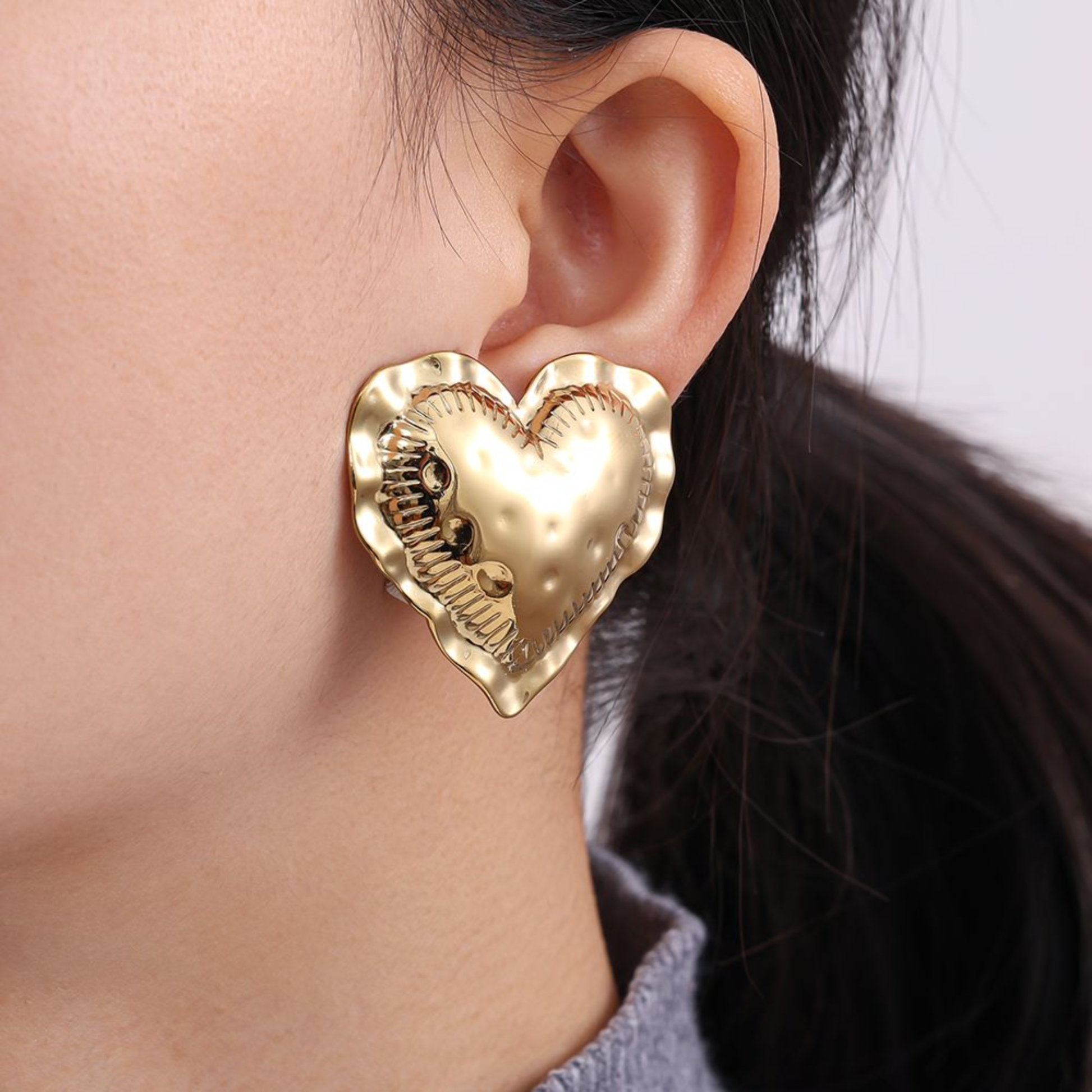 4 cm „Great Heart“ nerūdijančio plieno auskarai-2