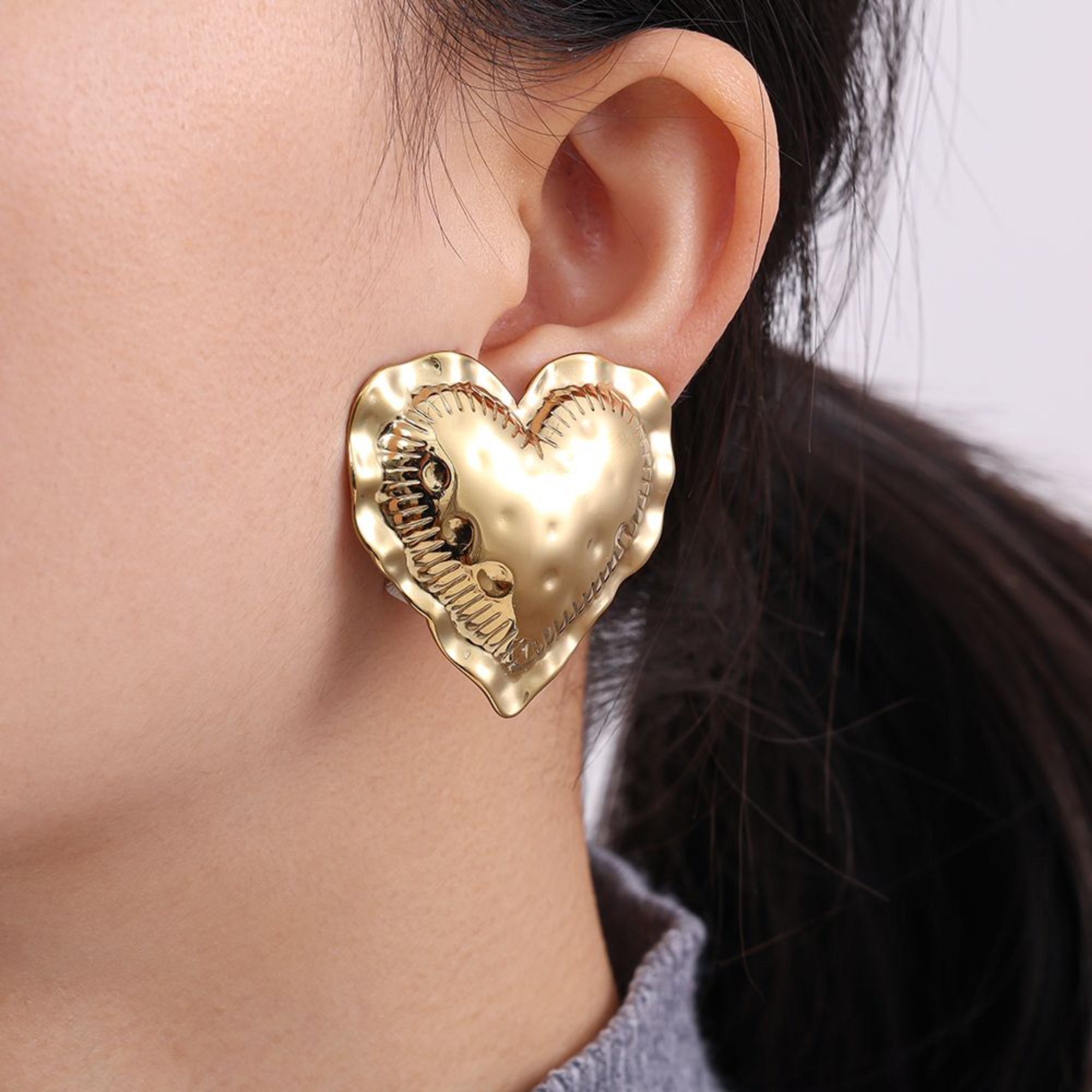 4 cm „Great Heart“ nerūdijančio plieno auskarai-zoom-2