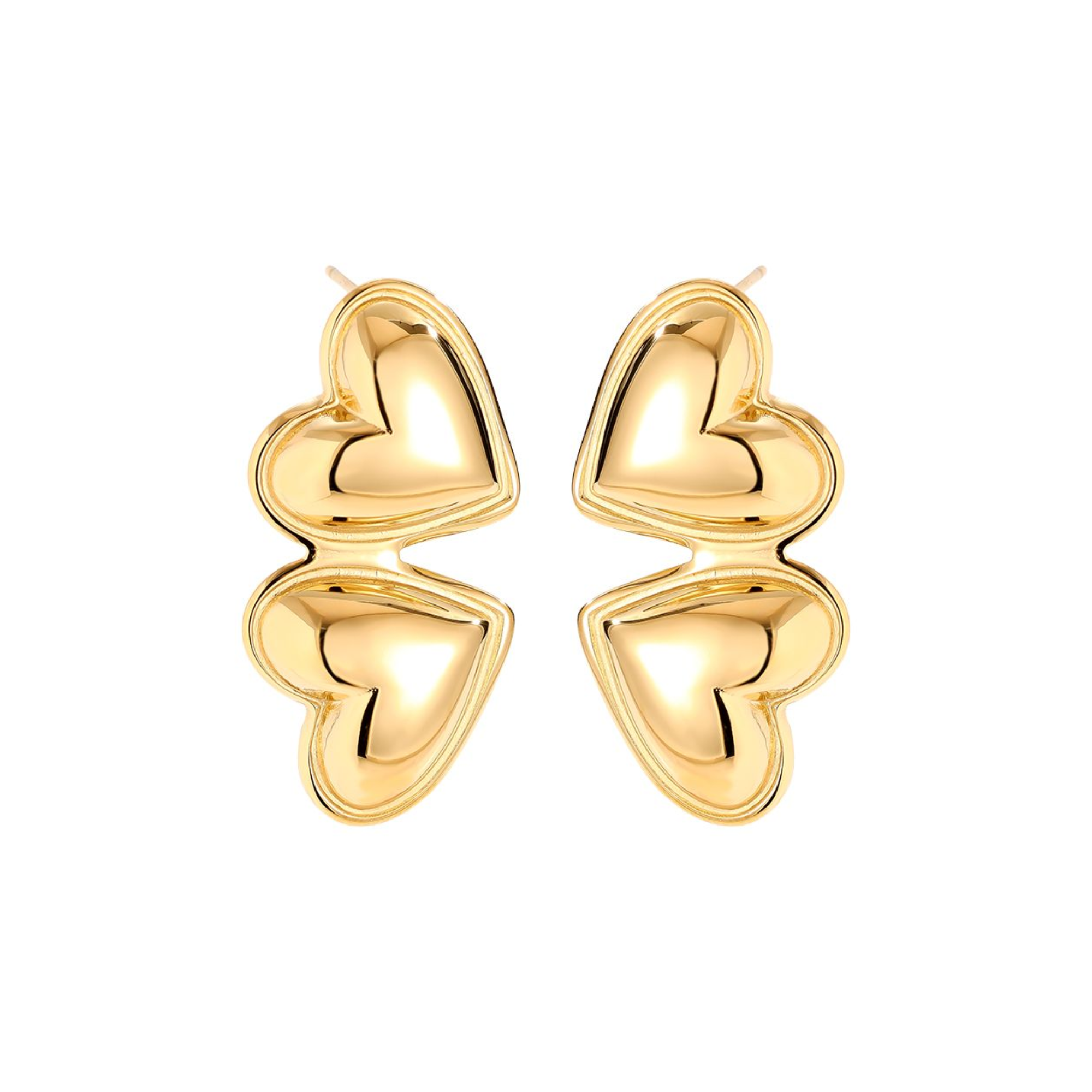 17 * 35 mm dviejų širdelių nerūdijančio plieno auskarai