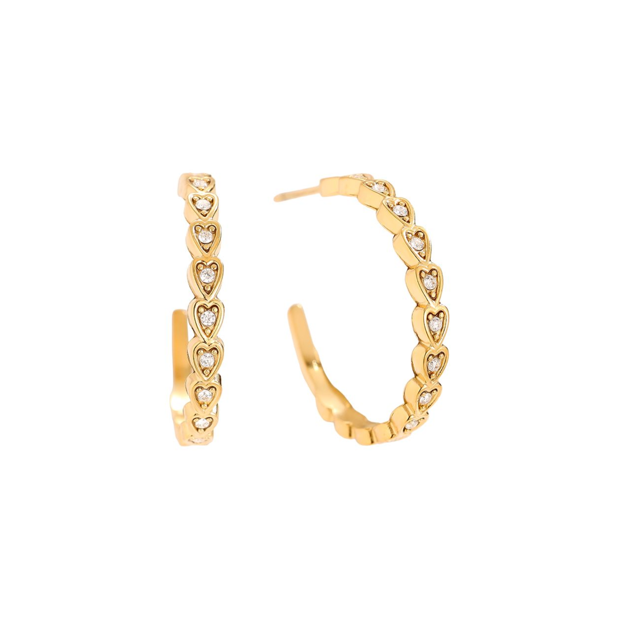 2,2 cm mini širdelių formos žiediniai auskarai iš nerūdijančio plieno