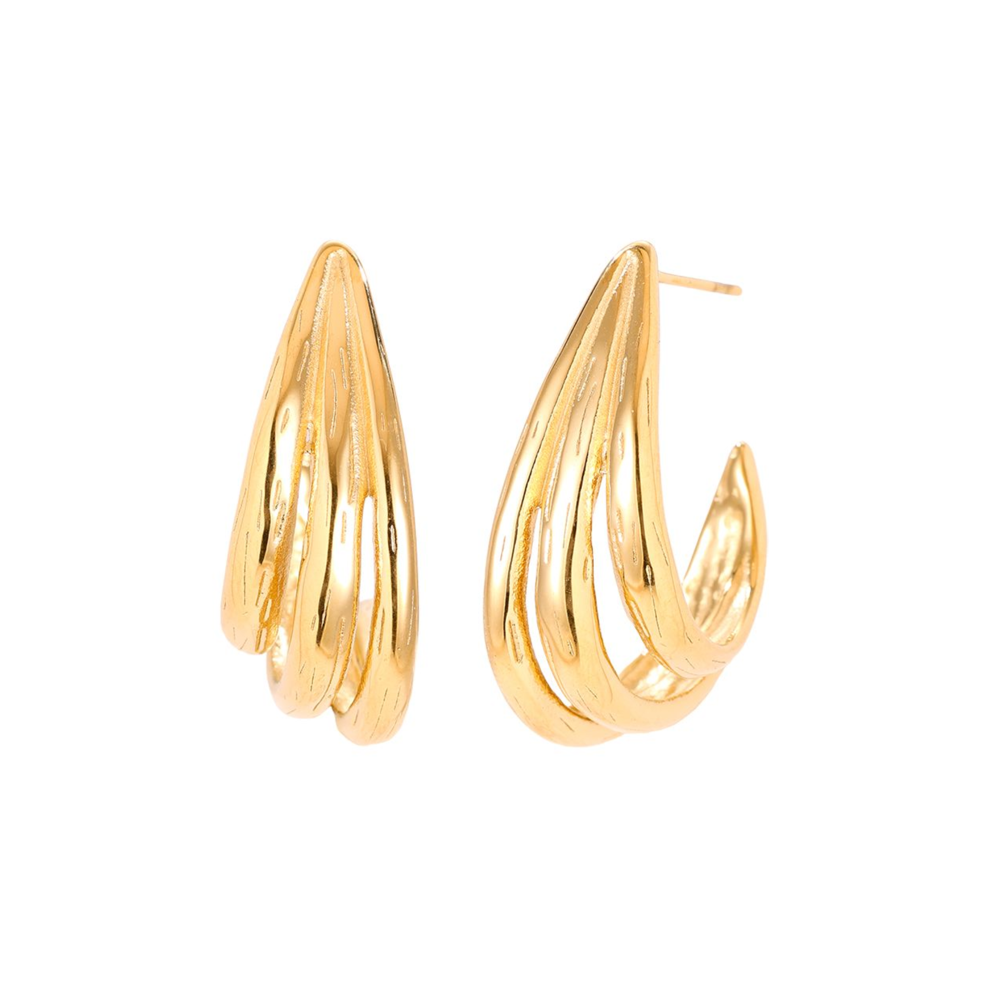 1,3 x 3 cm dydžio nerūdijančio plieno auskarai su lašo pojūčiu