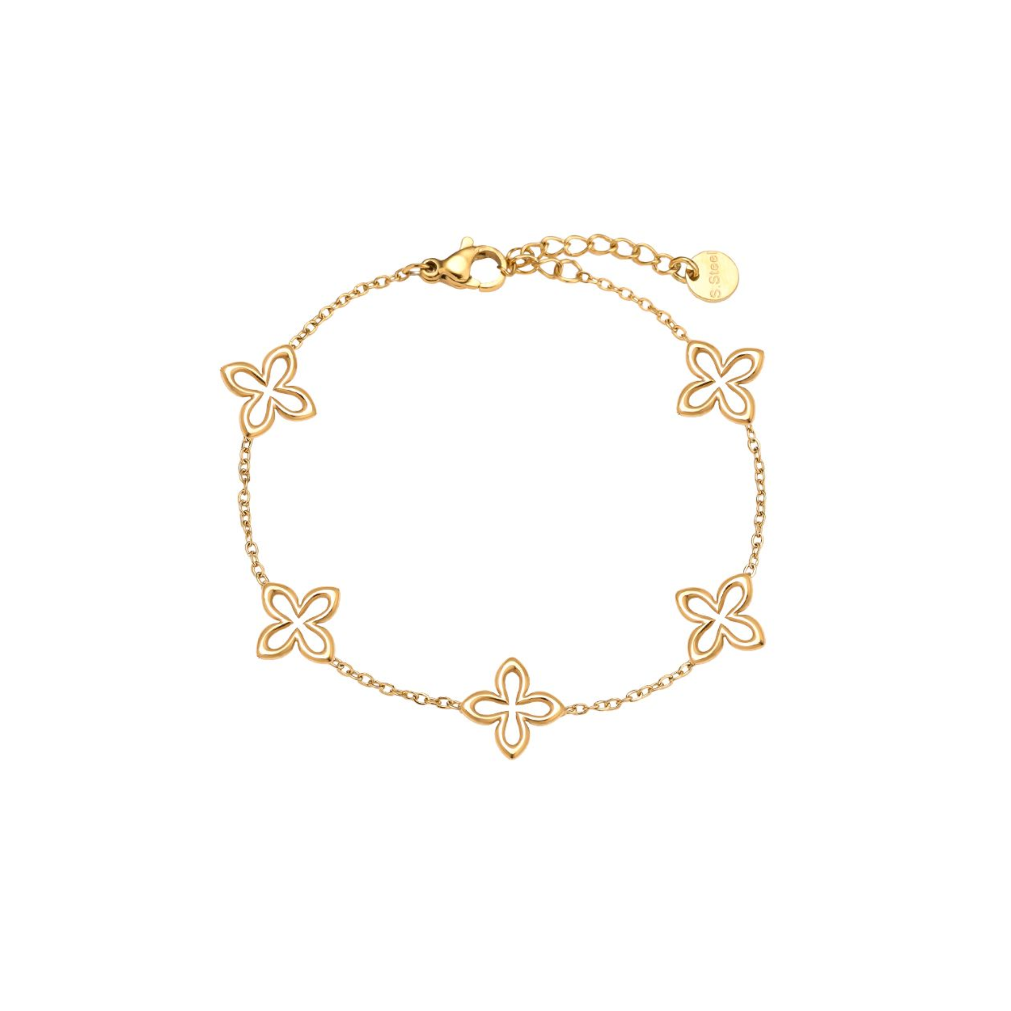 17 cm klasikinė „Lucky Flower“ nerūdijančio plieno apyrankė