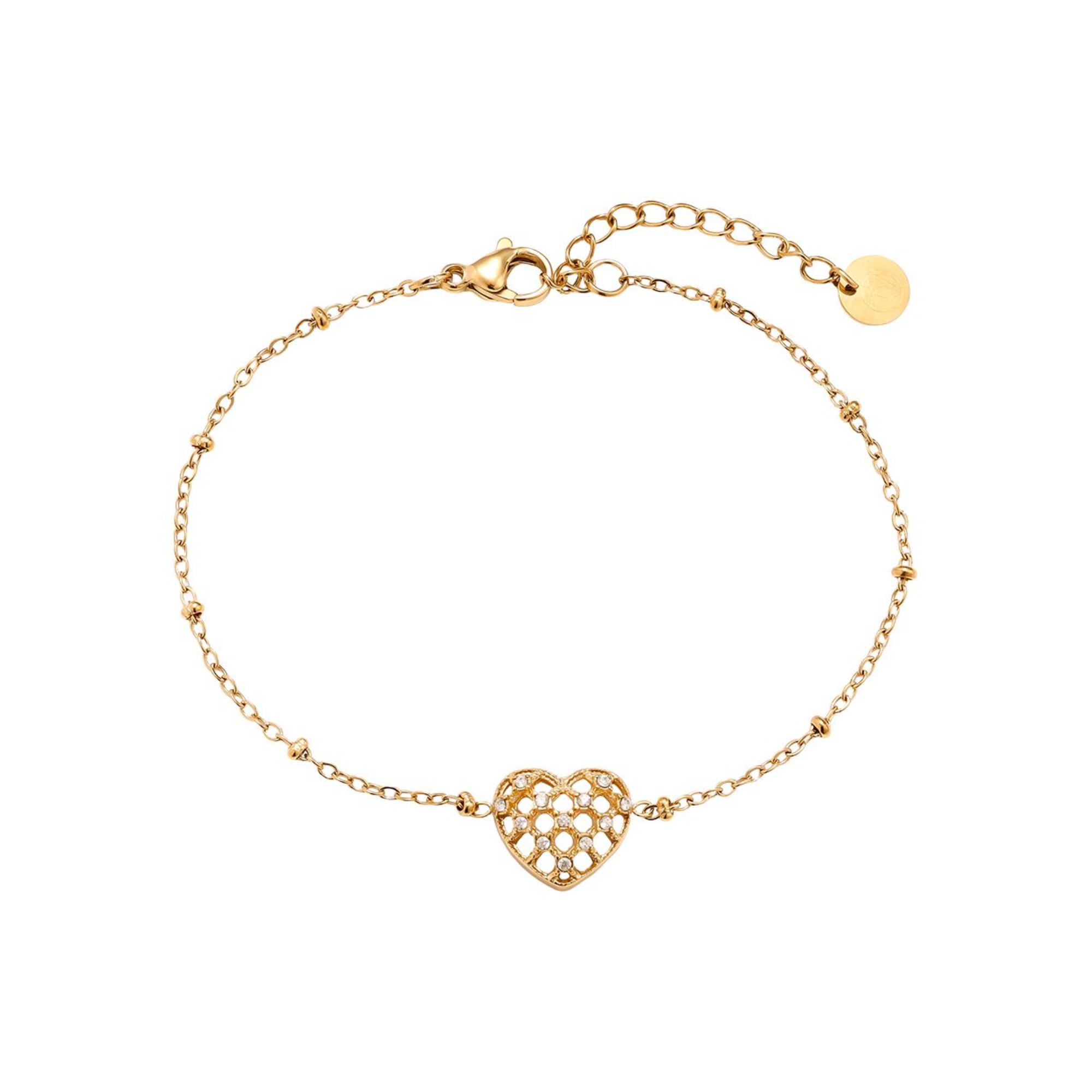 17 cm graži deimantinė širdelė nerūdijančio plieno apyrankė