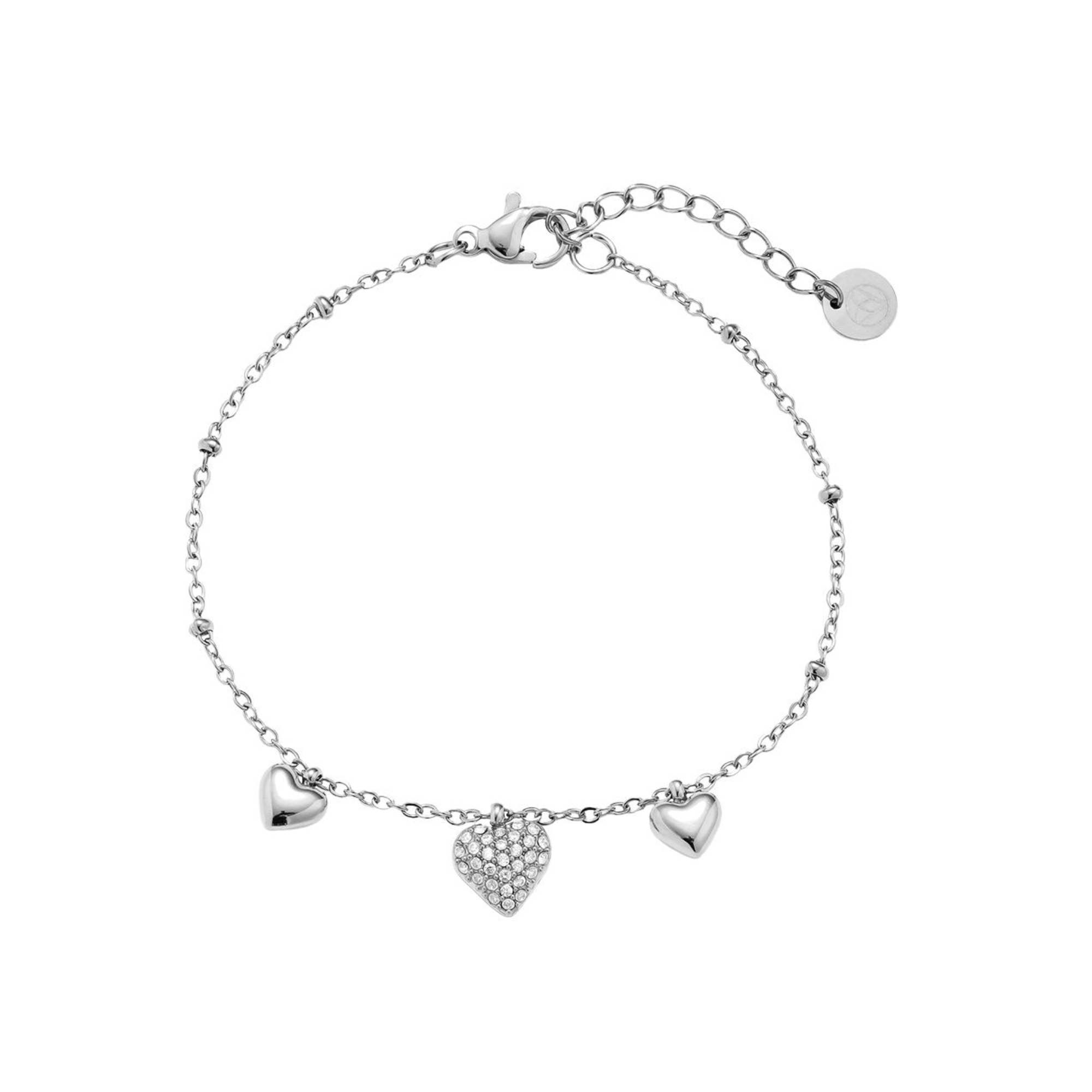 17 cm nerūdijančio plieno apyrankė „Daug mielų širdelių“