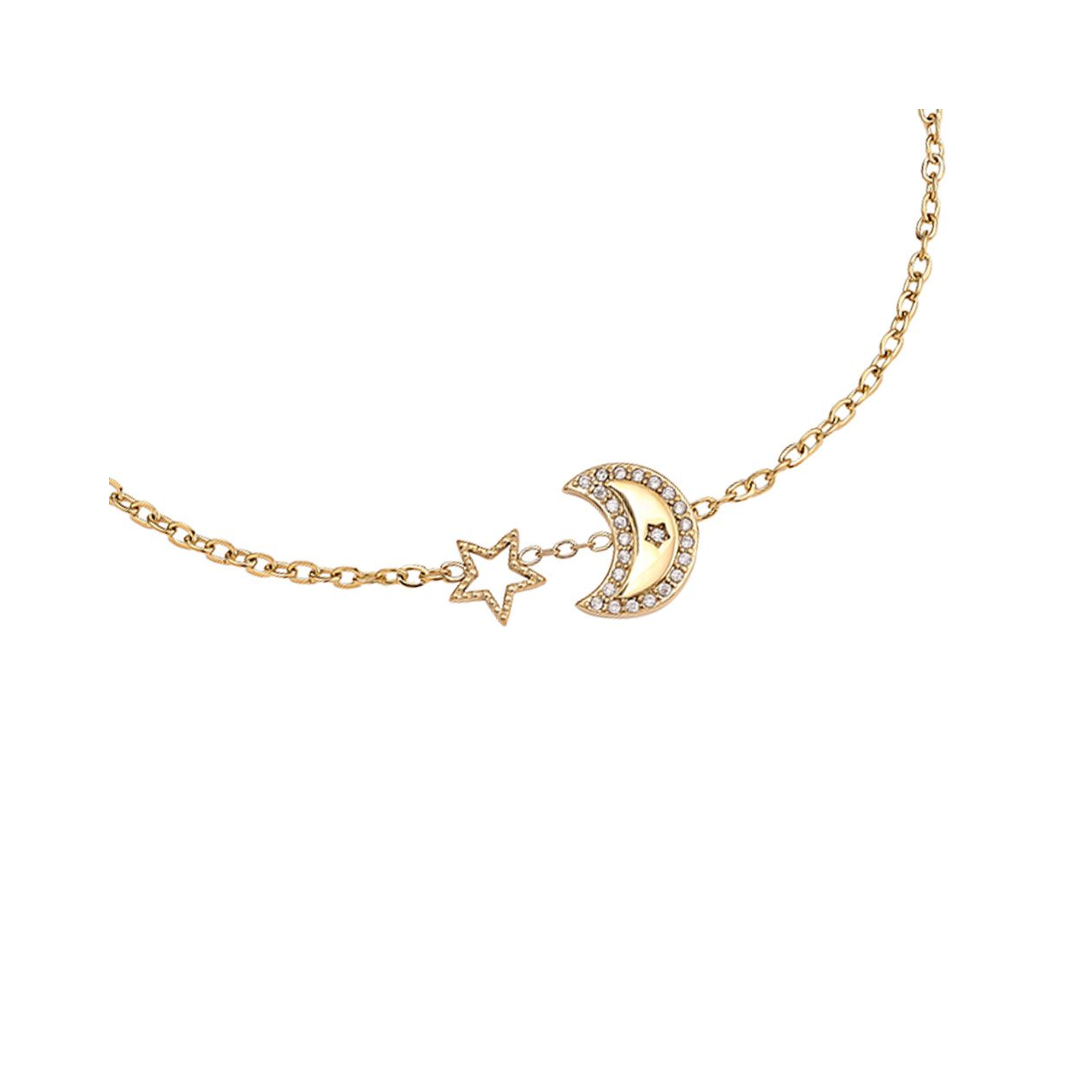 17 cm deimantinė mėnulio ir žvaigždės formos nerūdijančio plieno apyrankė