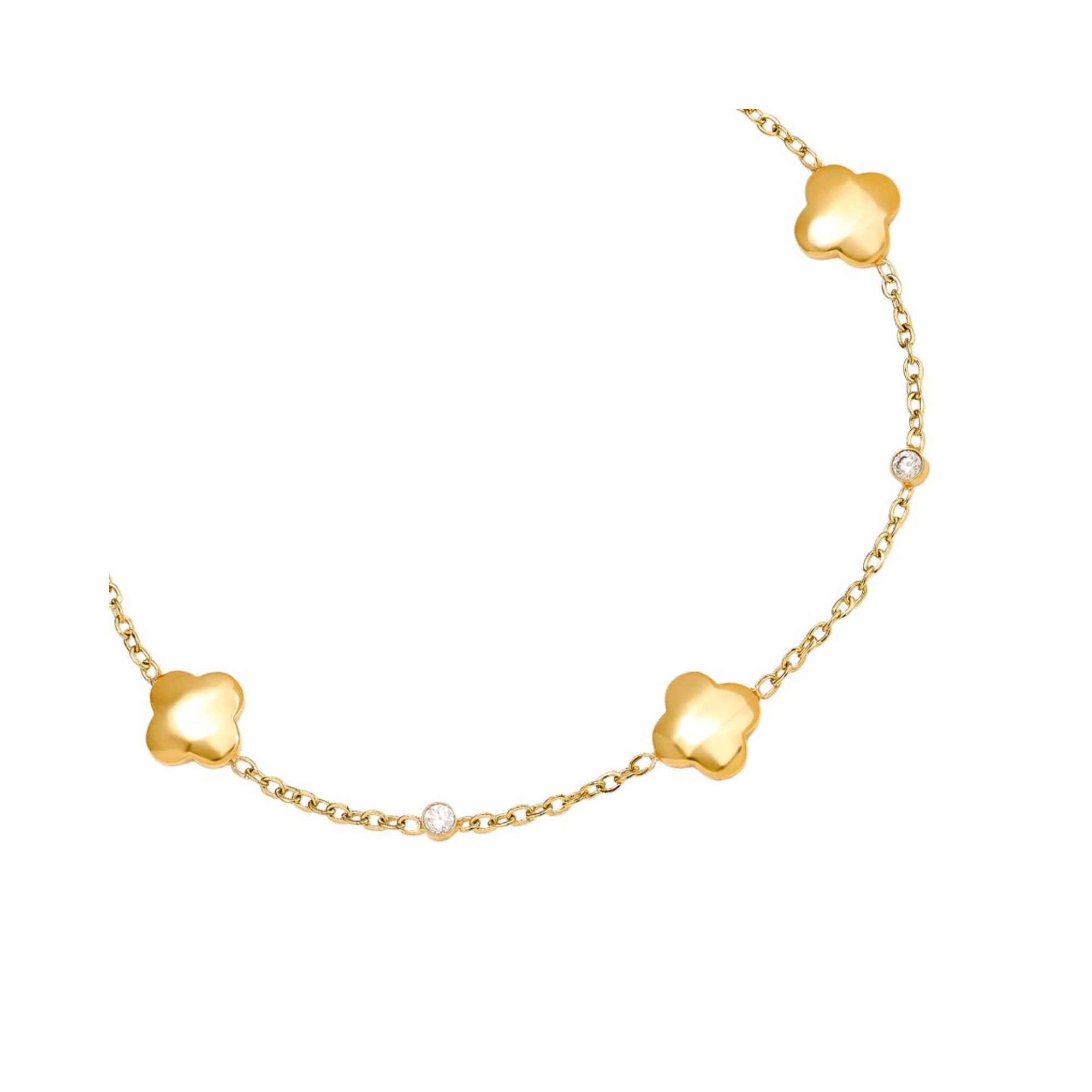 16 cm klasikinė „Luckly“ gėlių ir deimantų taškelių nerūdijančio plieno apyrankė