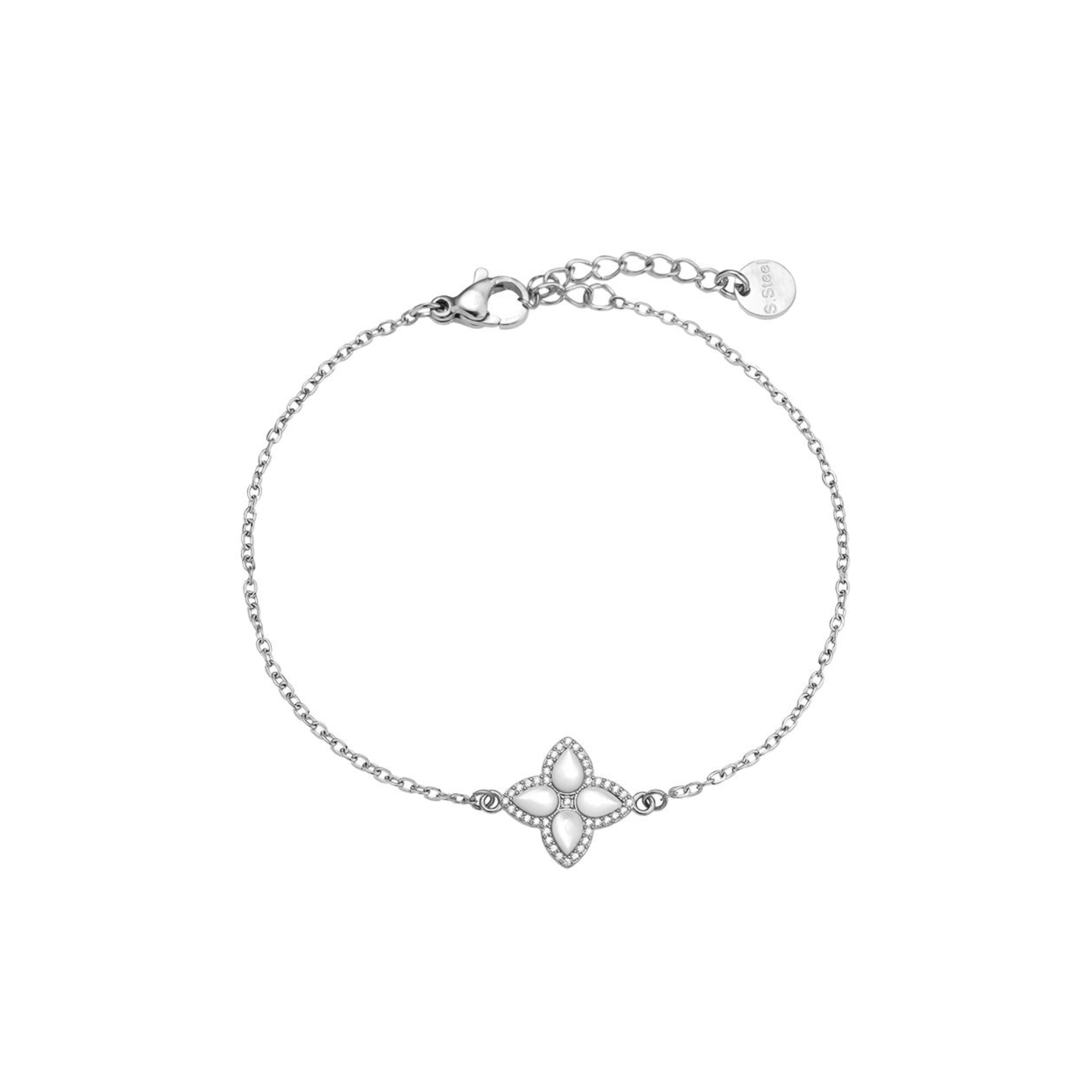 15 cm graži deimantinė „Luckly Flower“ nerūdijančio plieno apyrankė