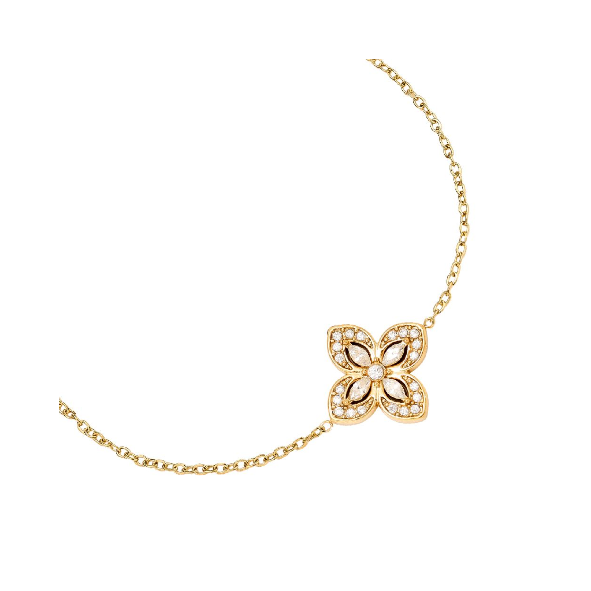 16 cm puošni deimantinė gėlės formos nerūdijančio plieno apyrankė