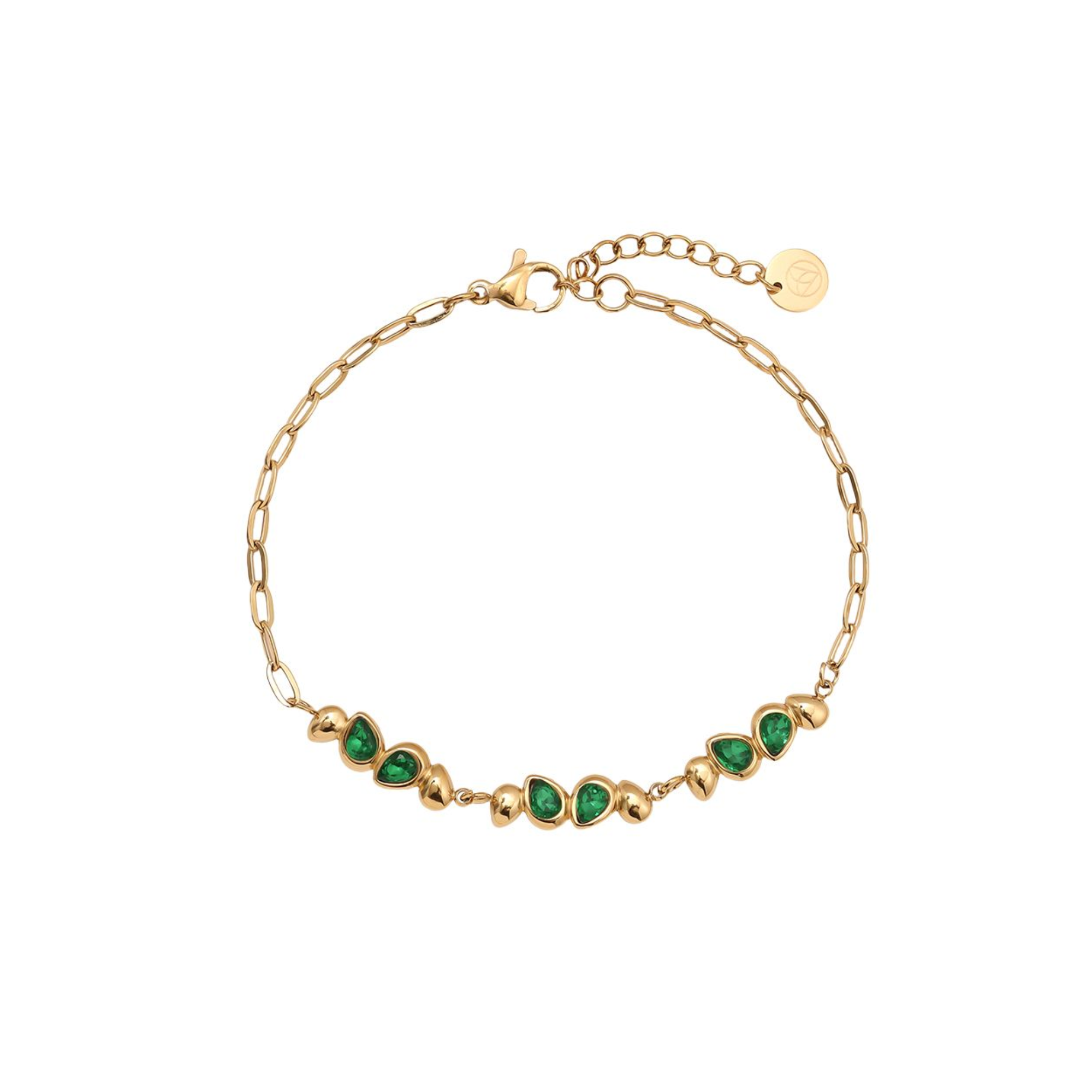 17 cm gražios žalios spalvos deimantinė nerūdijančio plieno apyrankė