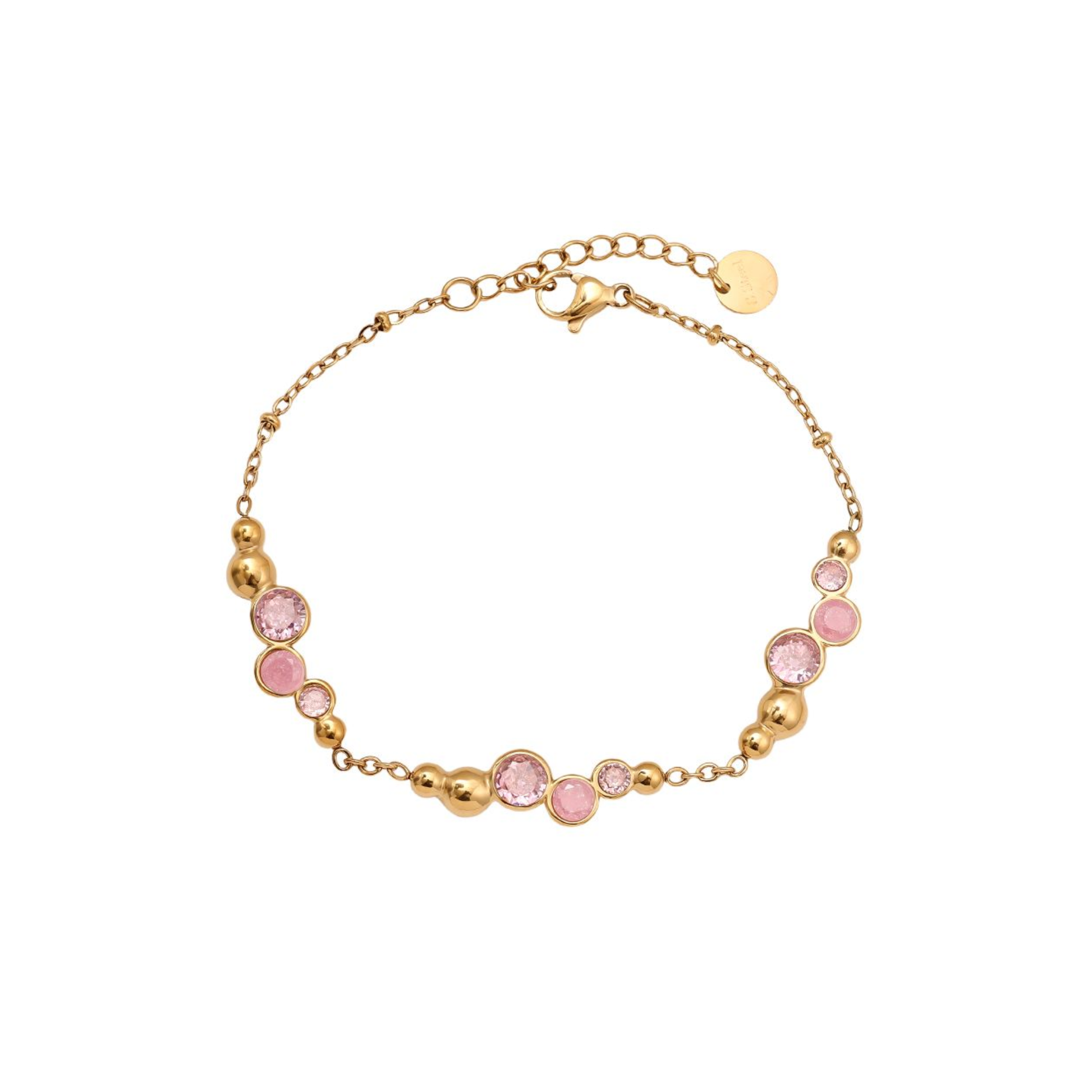 17 cm „Pro Pink Round Diamond“ nerūdijančio plieno apyrankė-1