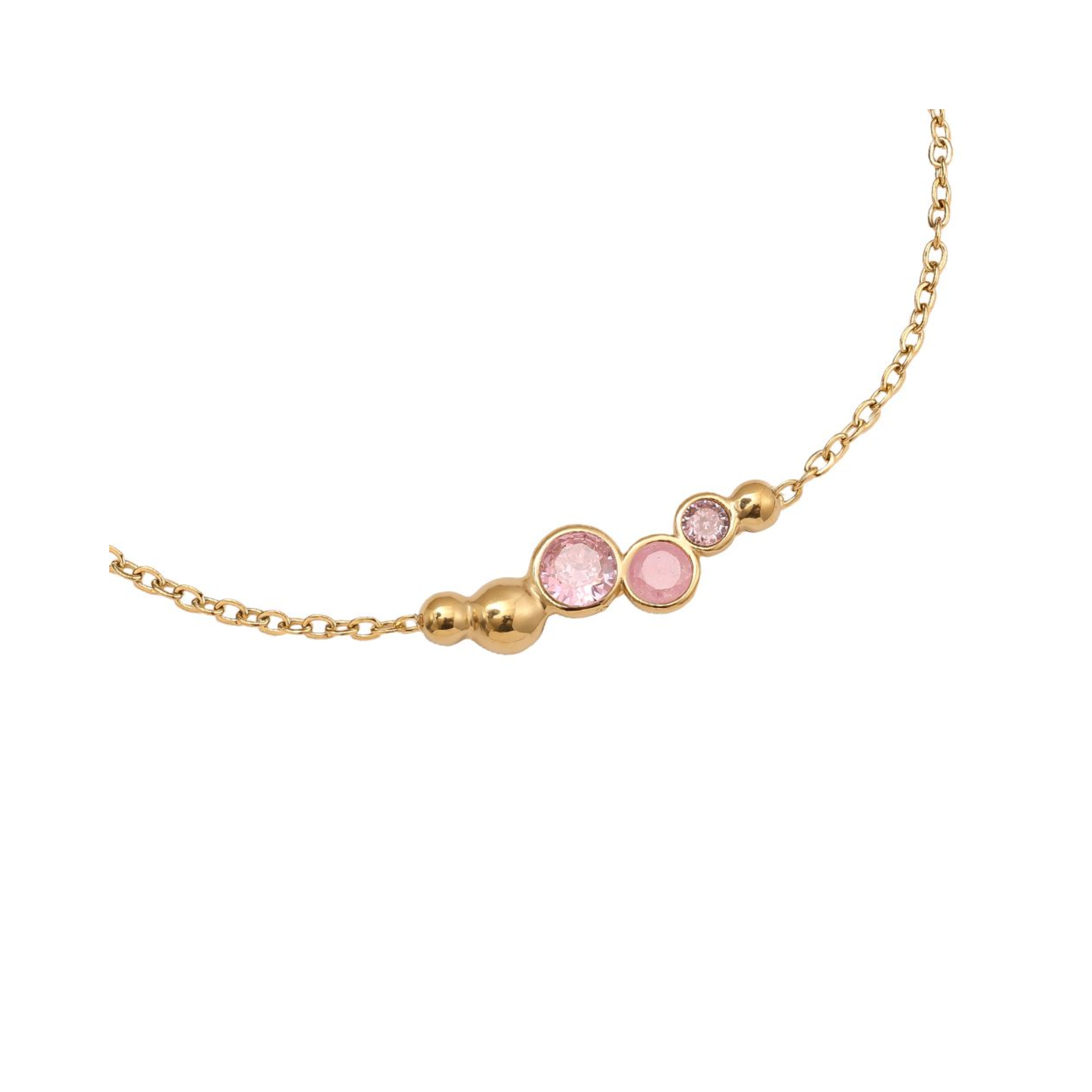 17 cm rausva apvali deimantinė nerūdijančio plieno apyrankė