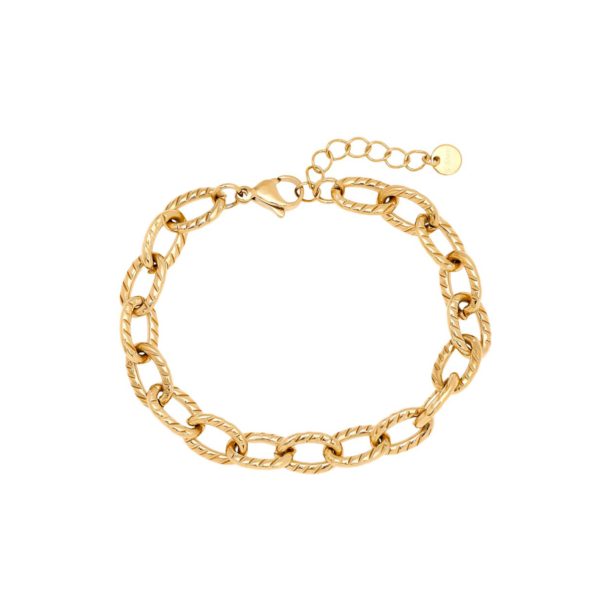 16 cm blizganti ovali nerūdijančio plieno apyrankė