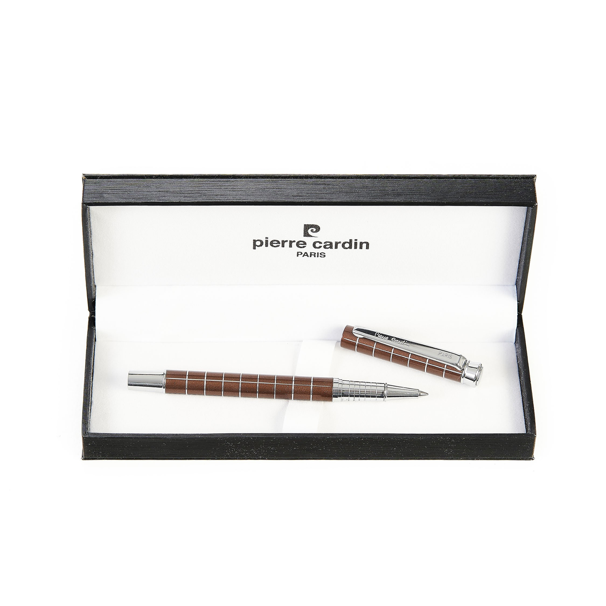 Pierre Cardin VOLGA rutulinis rašiklis su dangteliu ir sidabrinėmis linijomis