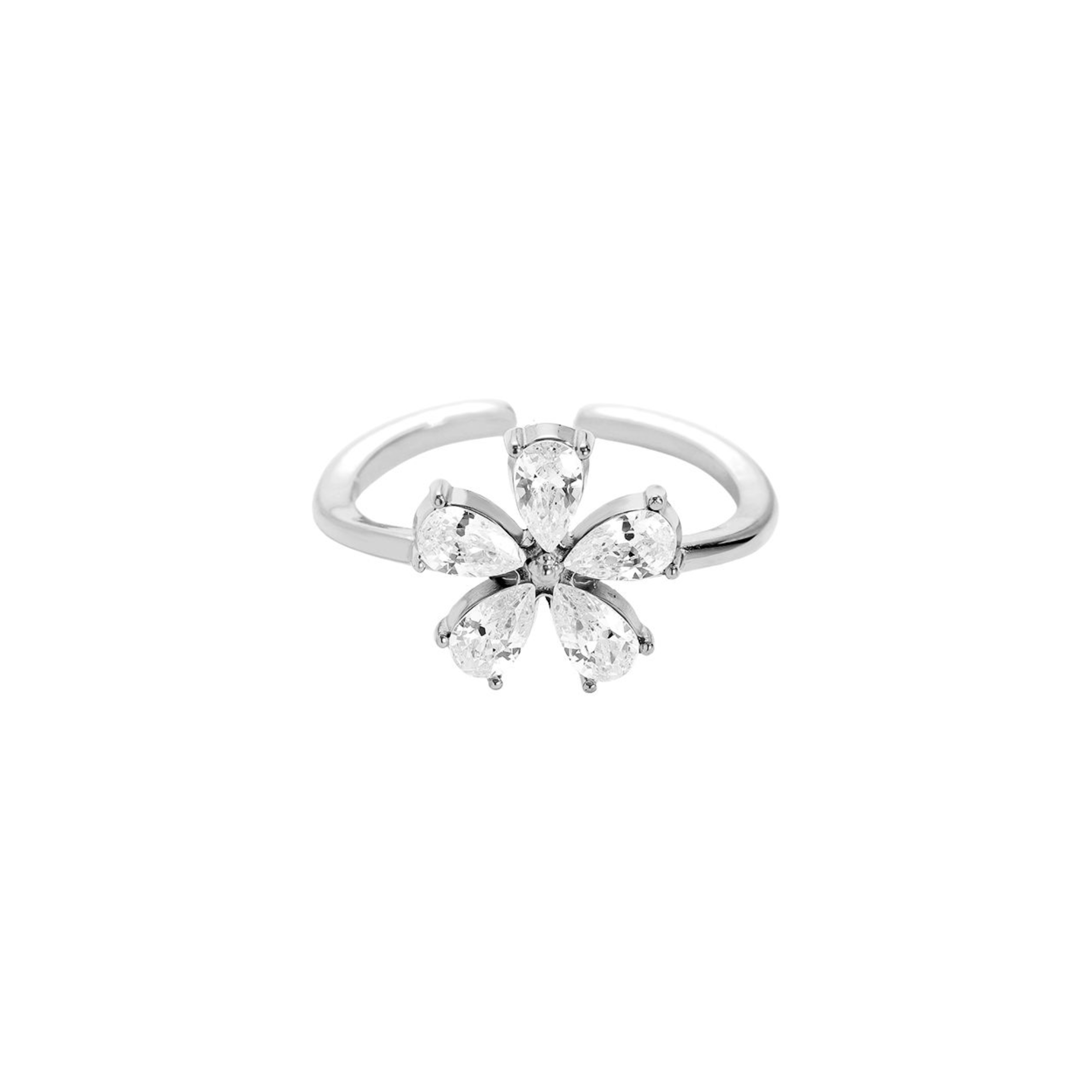 Diamond Flower stainless steel ring