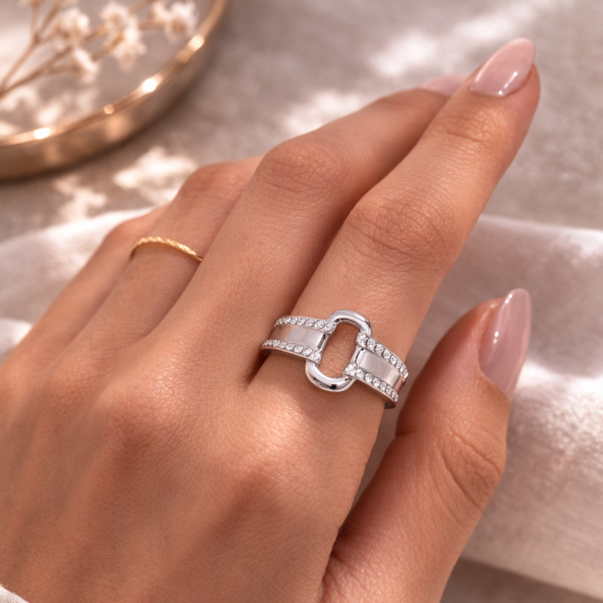 O In Diamond stainless steel ring